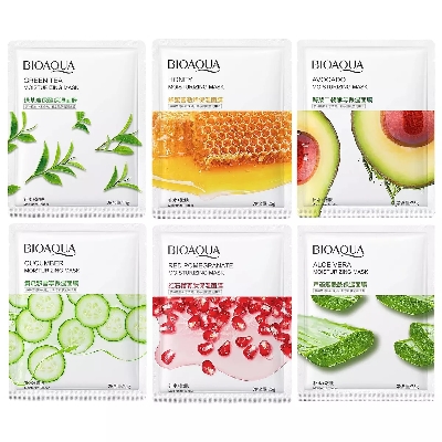 Picture of BIOAQUA 8 Pcs/Set Different Flavours Moisturizing Hydrating Facial Face Sheet Mask- 25g/Each