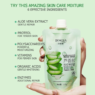 Picture of BIOAQUA Aloe Essence Moist & Smooth Aloe Vera Gel Mask- 170g