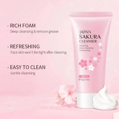 Picture of LAIKOU Japan Sakura Face Wash Foam Cleanser Soft Brush Deep Cleansing-50gm