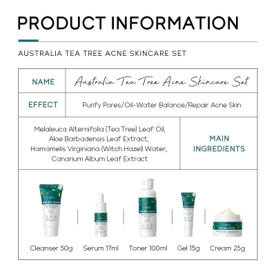 Picture of LAIKOU Remove Acne Australia Tea Tree Skin Care Set (Cleanser, Toner, Serum, Gel & Cream)