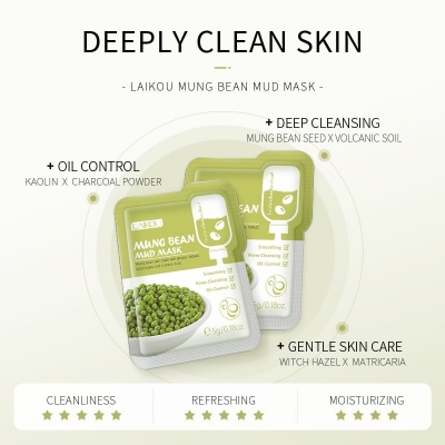 Picture of LAIKOU 1 Pcs/Set Mung Bean Smoothing Pores Cleansing Mud Mask- 5g/Each