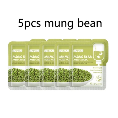 Picture of LAIKOU 5 Pcs/Set Mung Bean Smoothing Pores Cleansing Mud Mask- 5g/Each