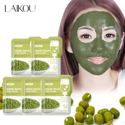 Picture of LAIKOU 5 Pcs/Set Mung Bean Smoothing Pores Cleansing Mud Mask- 5g/Each