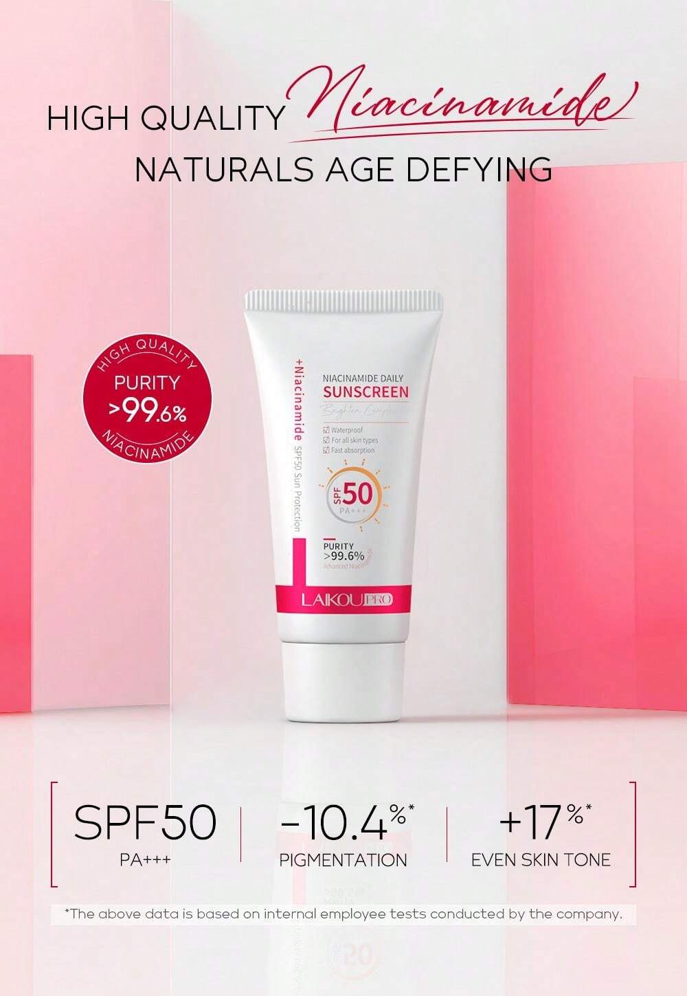 Picture of LAIKOU Pro Niacinamide Daily Waterproof SPF 50+++ Sunscreen Cream- 50g