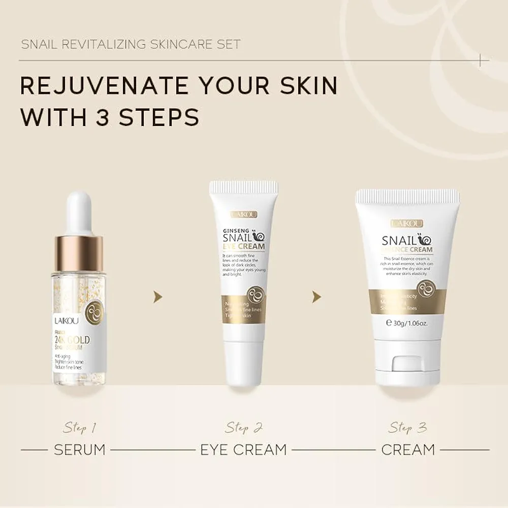 Picture of LAIKOU Snail Revitalizing Sparkling Vaitality Skin Care 3 Pcs Set- 62g