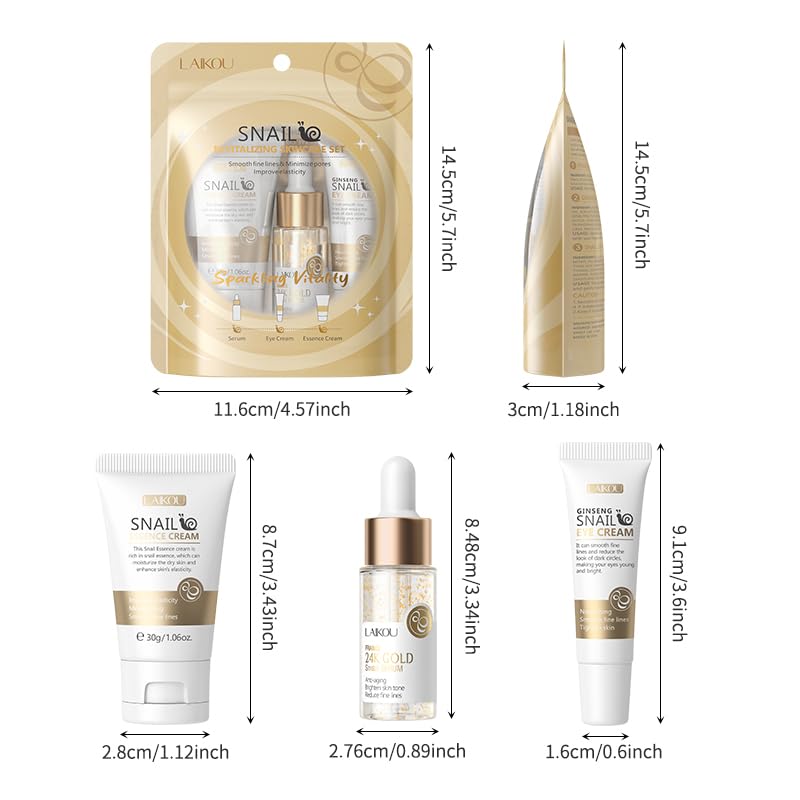 Picture of LAIKOU Snail Revitalizing Sparkling Vaitality Skin Care 3 Pcs Set- 62g