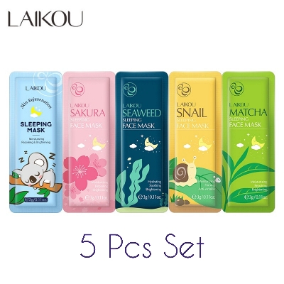 Picture of LAIKOU (Skin rejuvenation/Sakura/Seaweed/Snail/Matcha ) Sleeping Mask 5 Pcs