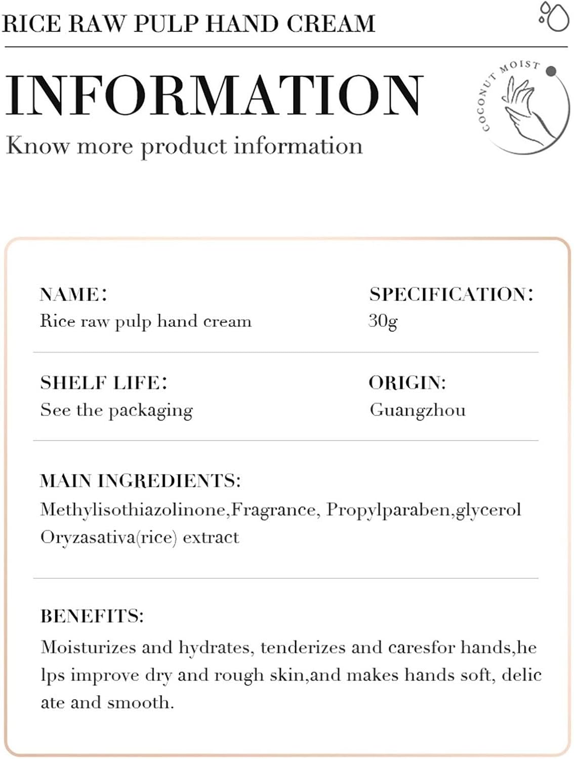 Picture of BIOAQUA Rice Extracted Hydrating & Smooth Hand Cream- 30g