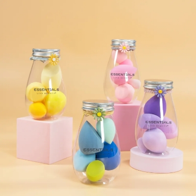 Picture of 1 Bottle Contains 6 Pieces Of Hydrophilic Polyurethane Powder Puff Set For Makeup, Wet And Dry Dual-Use Sponge Black Friday Portable Travel Size Powder Puff