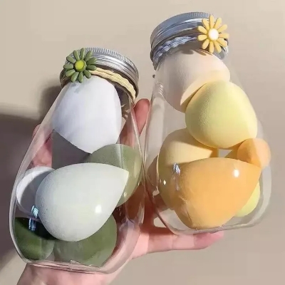 Picture of 1 Bottle Contains 6 Pieces Of Hydrophilic Polyurethane Powder Puff Set For Makeup, Wet And Dry Dual-Use Sponge Black Friday Portable Travel Size Powder Puff