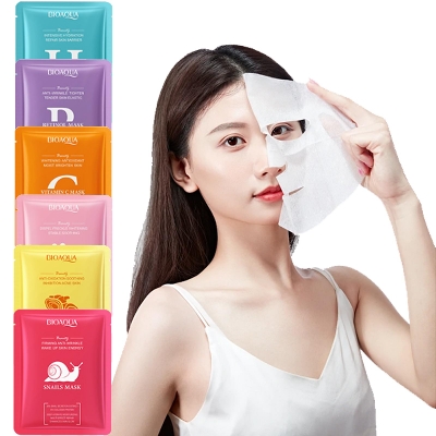 Picture of 6 pcs Sheet Korean Face Mask - Hydrating & Soothing Facial Mask with Hyaluronic Acid, Vitamin C Skincare Sheet Mask for All Skin Types - Natural Home Spa Treatment Mask, Hydrates and Moisturizes Face