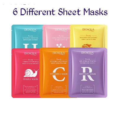Picture of 6 pcs Sheet Korean Face Mask - Hydrating & Soothing Facial Mask with Hyaluronic Acid, Vitamin C Skincare Sheet Mask for All Skin Types - Natural Home Spa Treatment Mask, Hydrates and Moisturizes Face