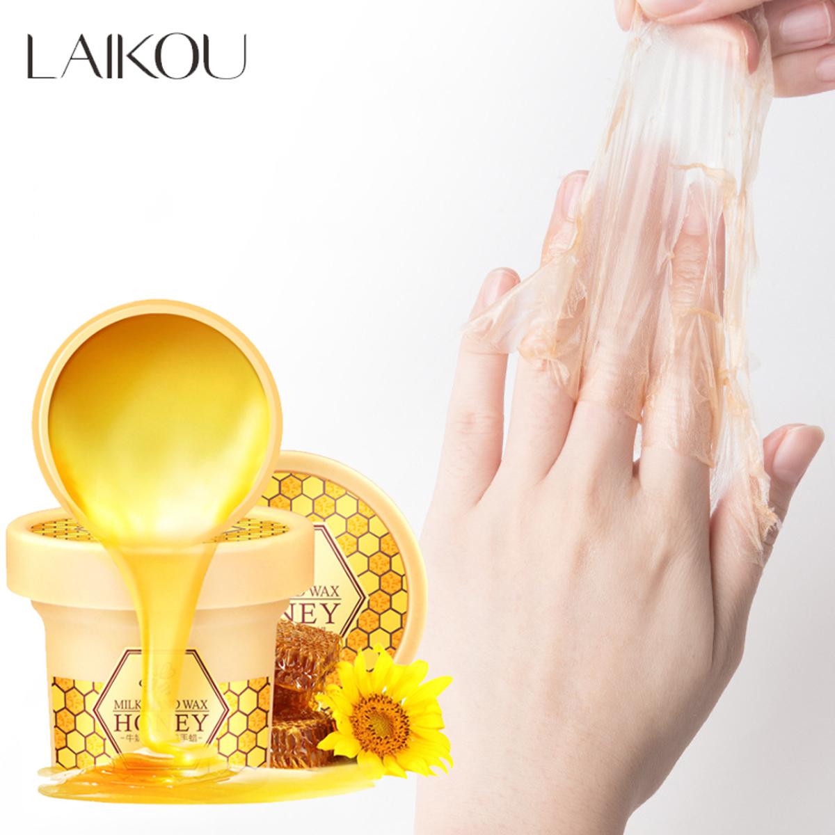 Picture of LAIKOU 120g Milk Honey Hand Msk Whitning Moisturizing Repair Exfoliating Calluses Hand Wax Filming Anti-Aging Hand Cream