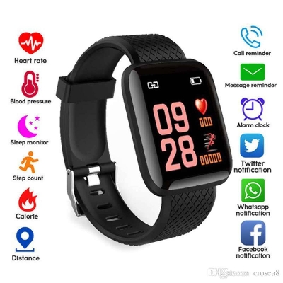 Picture of 116 Plus Smart Bracelet Heart Rate Monitor Watch Pedometer Tracker Fitbit Fitness Lifetime Waterproof Touch Screen Detachable
