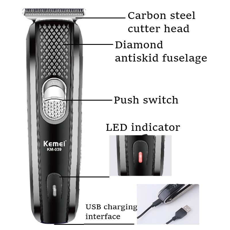 Picture of Kemei KM-039 Professional Hair Clipper For Men Edge Hair Trimmer Beard Grooming Electric Hair Cutting Machine Rechargeable Hairc