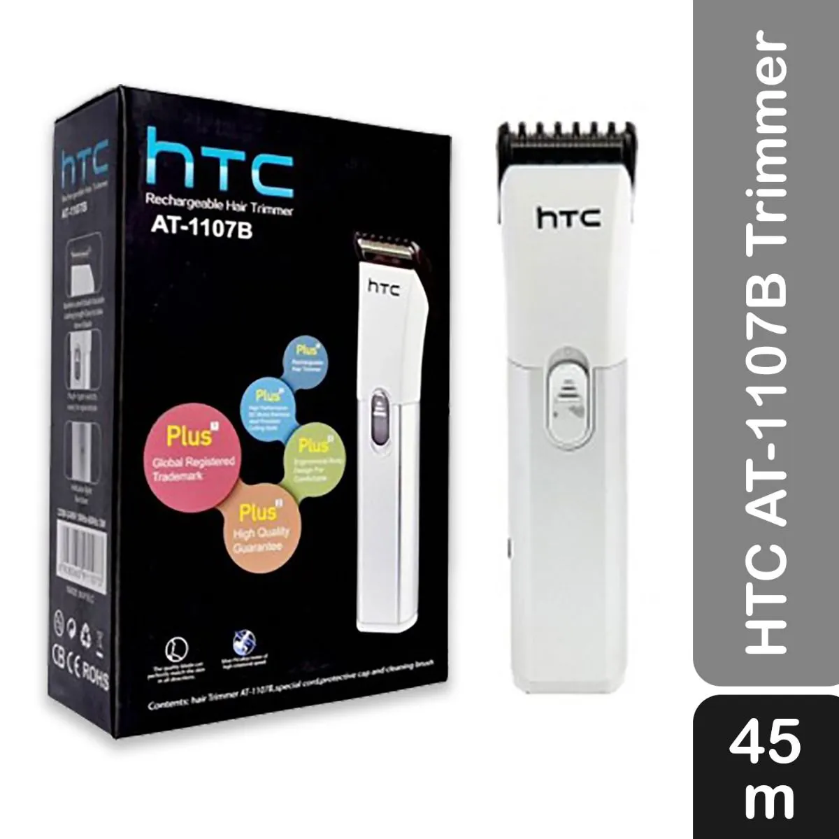 Picture of HTC AT- 1107B Rechargeable Electric Hair Clipper Low Noise Hair Trimmer Hair Cutting Machine Beard Shaver Trimer For Men