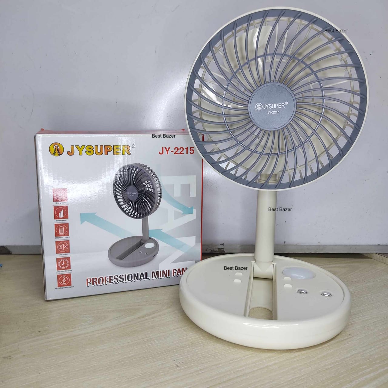 Picture of JYSUPER JY-2215 Rechargeable Strong Wind 4000mAh Battery Three Modes Foldable Fan With LED Light