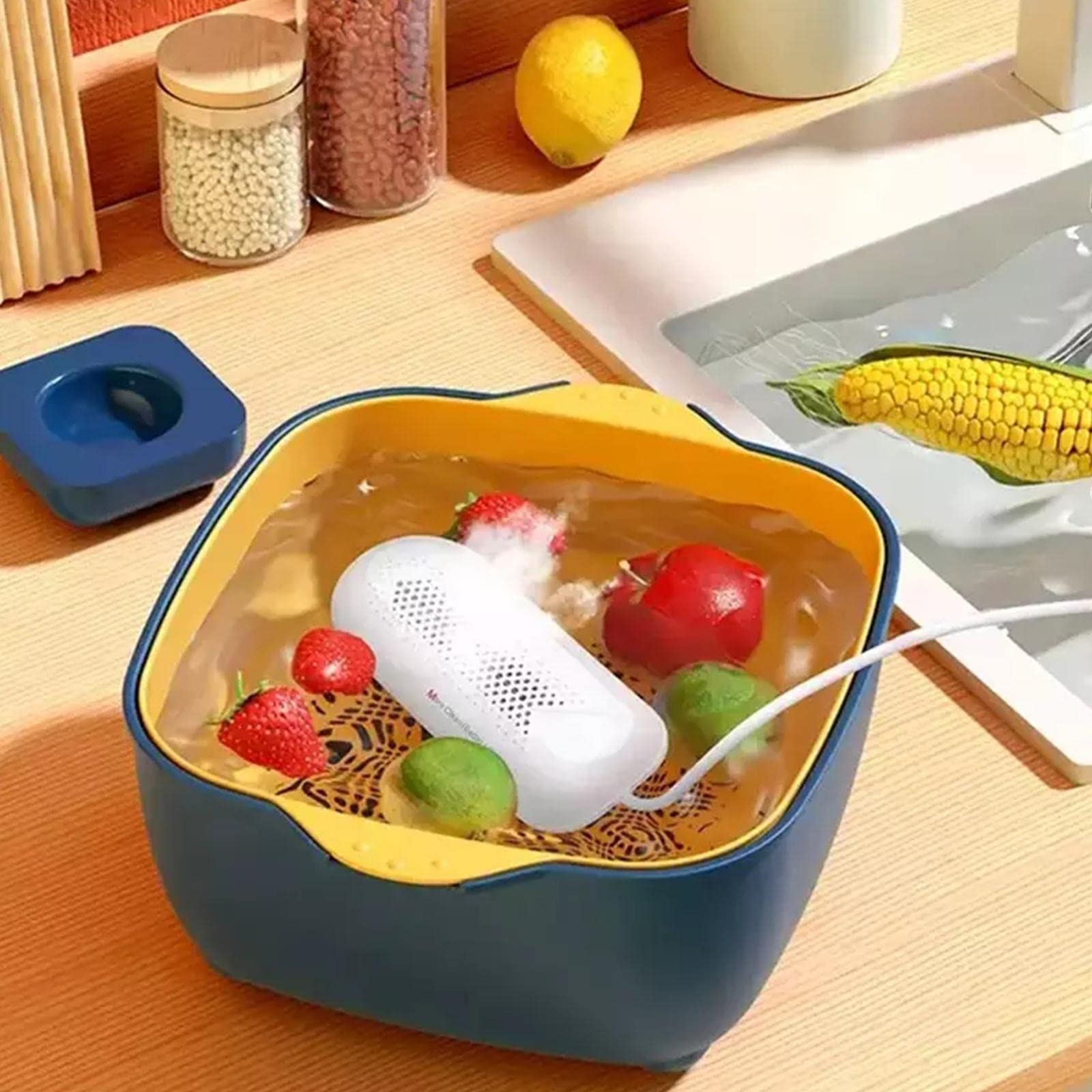 Picture of Portable Fruit Vegetable Washing Machine Capsule Shape Wireless Fruit Food Purifier Purifier Home Portable Rice Food Meat USB