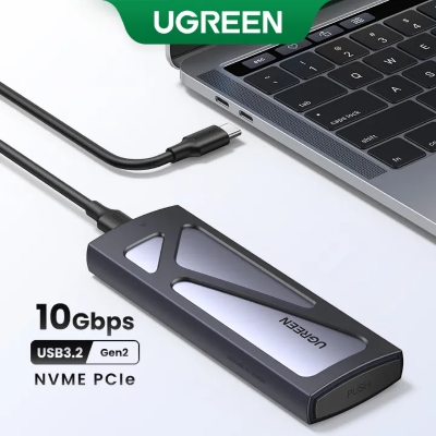 Picture of (Case Only)UGREEN M.2 NVMe SSD Enclosure Dual Protocol NVMe SATA to USB 3.1 Gen2 10 Gbps NVMe PCI-E M.2 SSD Case Support UASP For Hard Disk