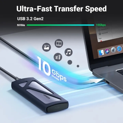 Picture of (Case Only)UGREEN M.2 NVMe SSD Enclosure Dual Protocol NVMe SATA to USB 3.1 Gen2 10 Gbps NVMe PCI-E M.2 SSD Case Support UASP For Hard Disk