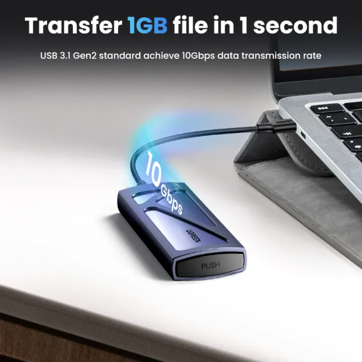 Picture of (Case Only)UGREEN M.2 NVMe SSD Enclosure Dual Protocol NVMe SATA to USB 3.1 Gen2 10 Gbps NVMe PCI-E M.2 SSD Case Support UASP For Hard Disk