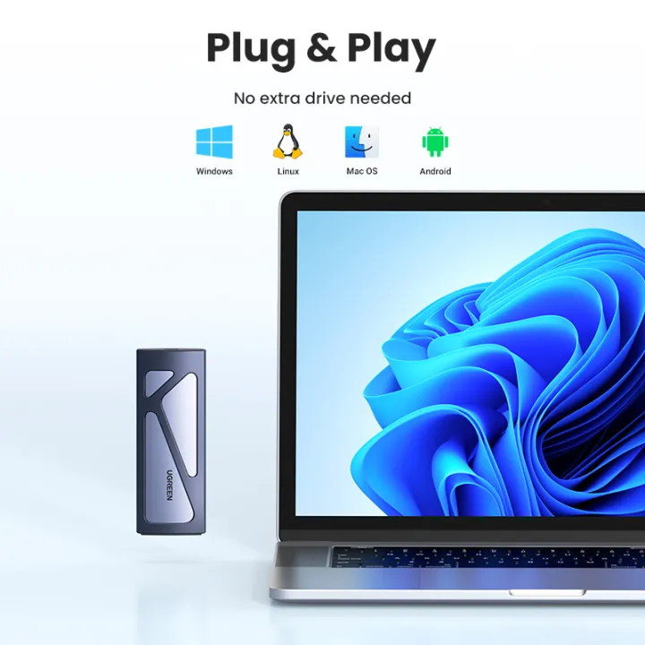 Picture of (Case Only)UGREEN M.2 NVMe SSD Enclosure Dual Protocol NVMe SATA to USB 3.1 Gen2 10 Gbps NVMe PCI-E M.2 SSD Case Support UASP For Hard Disk