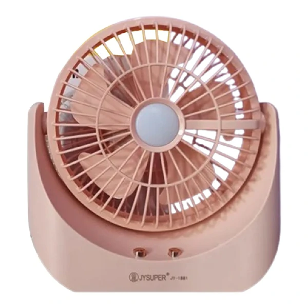 Picture of JYSUPER JY-1881 Rechargeable Strong Wind Up-Down Movable Portable 8'' Desk Fan With LED Lamp