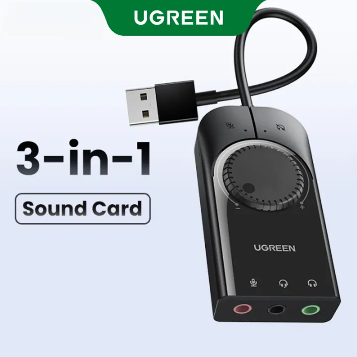 Picture of UGREEN USB External Stereo Sound Adapter Splitter Converter with Volume Control for Windows,Mac, Linux,compatible for PS4, Lap_top, Headset,Plug & Play, No Drivers Needed