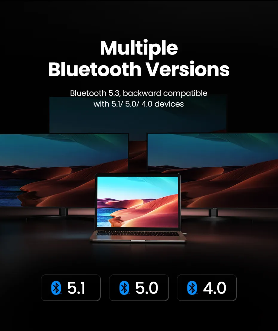 Picture of UGREEN USB Bluetooth Adapter, 5.3 Bluetooth Adapter for PC, Plug & Play for Windows 11/10/8.1, Bluetooth Receiver & Transmitter for Keyboard/Mouse/Headphone/Speakers/Printer