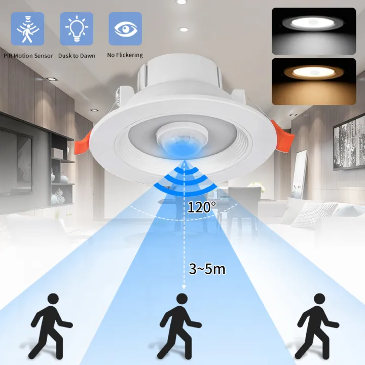 Picture of PIR Motion Sensor LED Downlight Spotlight 5W Recessed Ceiling Lamp For Livingroom Bedroom Hallway Stairs AC110V 220V