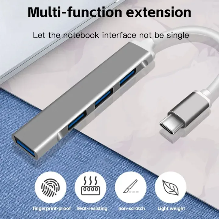 Picture of Mini USB Type C Hub 4Port Adapter USB3.1Multi Splitter 4in1 Docking Station UltraSlim SuperSpeed Aluminum For Computer Laptop PC

Imran Fashion Hut