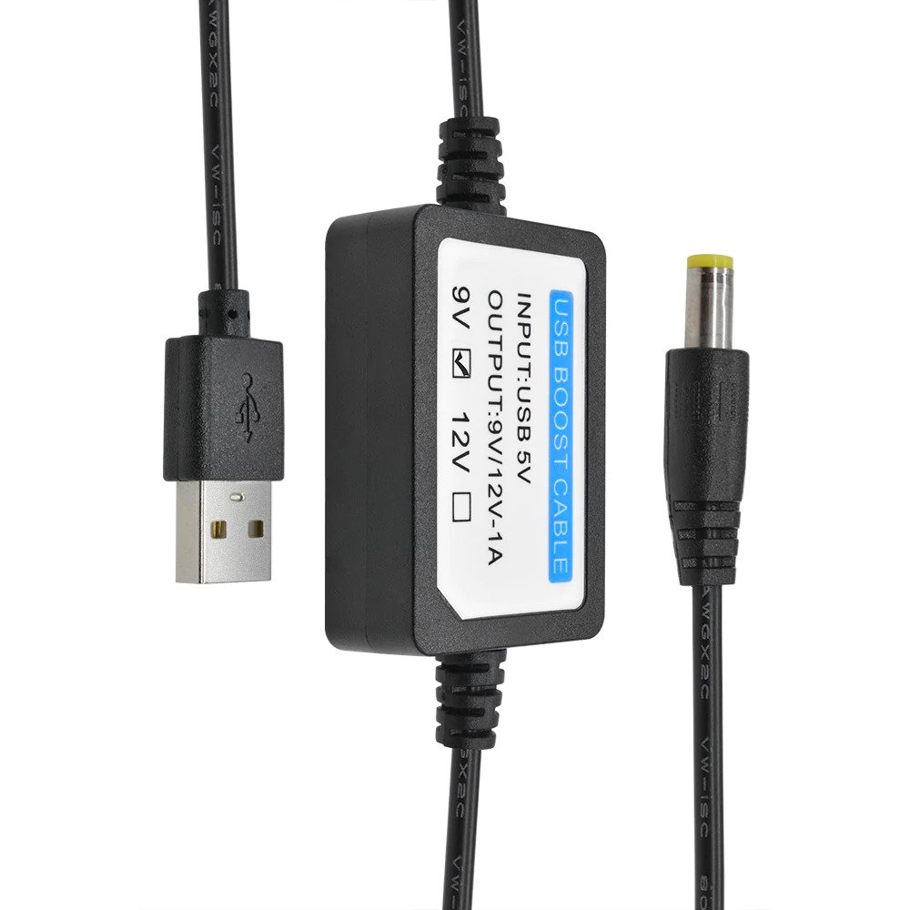 Picture of DC-DC 5V to 9V 12V 1A Step Up Boost Line USB Booster Power Converter Adapter Module USB DC Cord Plug 5.5×2.1mm Wire length 1.3M