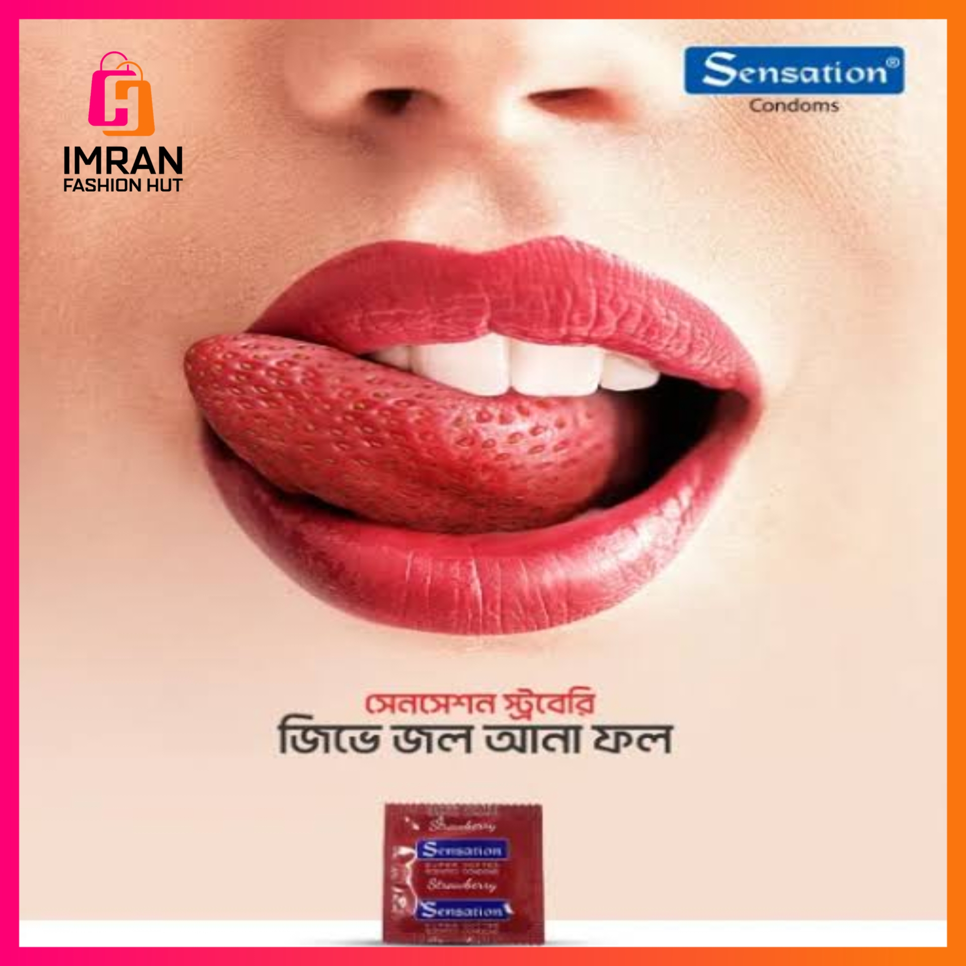 Picture of Sensation Super Dotted Condom for Men Strawberry Flavor | 3 Pack Comobo | 3x3= 9pcs Condom