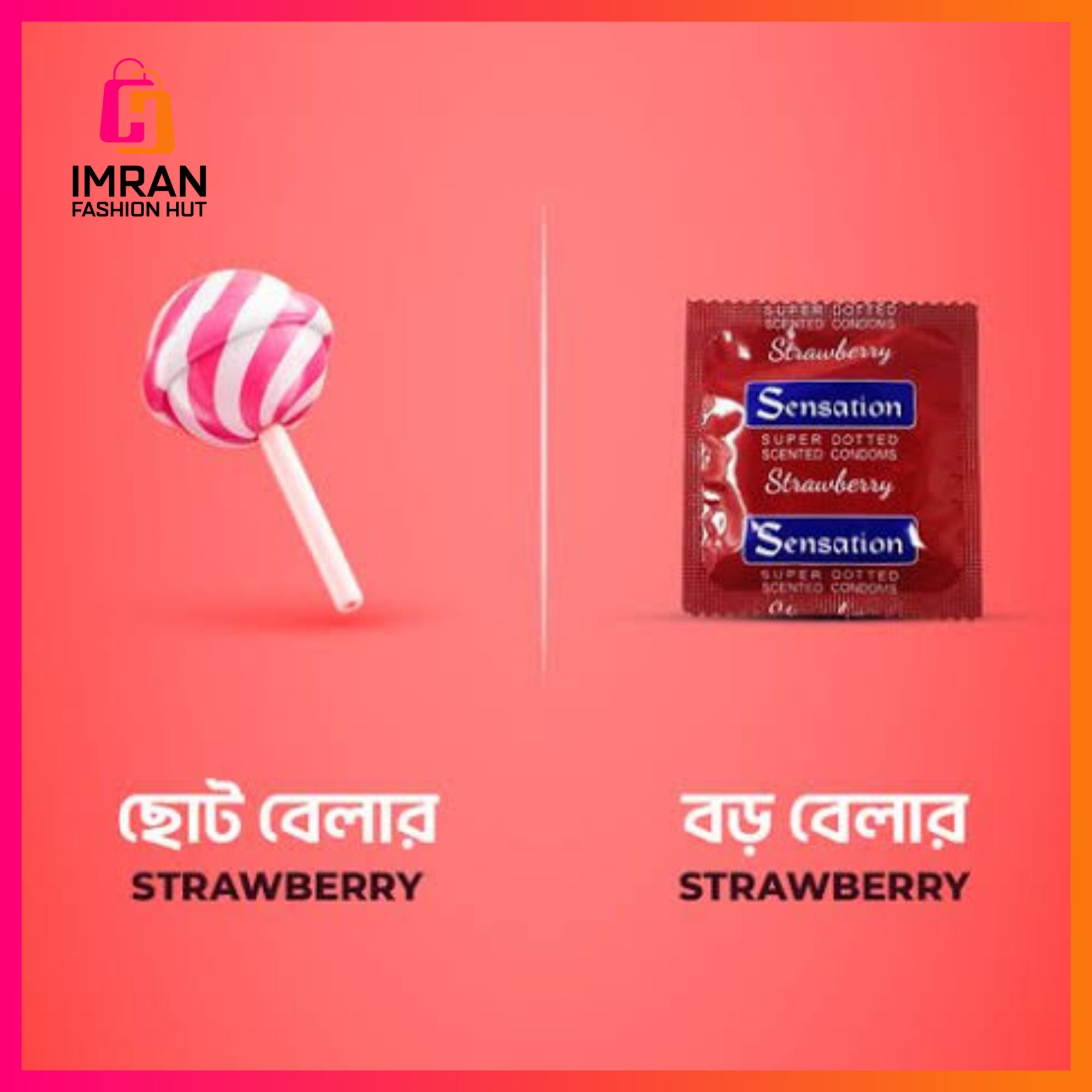 Picture of Sensation Super Dotted Condom for Men Strawberry Flavor | 3 Pack Comobo | 3x3= 9pcs Condom