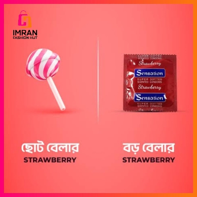 Picture of Sensation Super Dotted Condom for Men Strawberry Flavor | 3 Pack Comobo | 3x3= 9pcs Condom