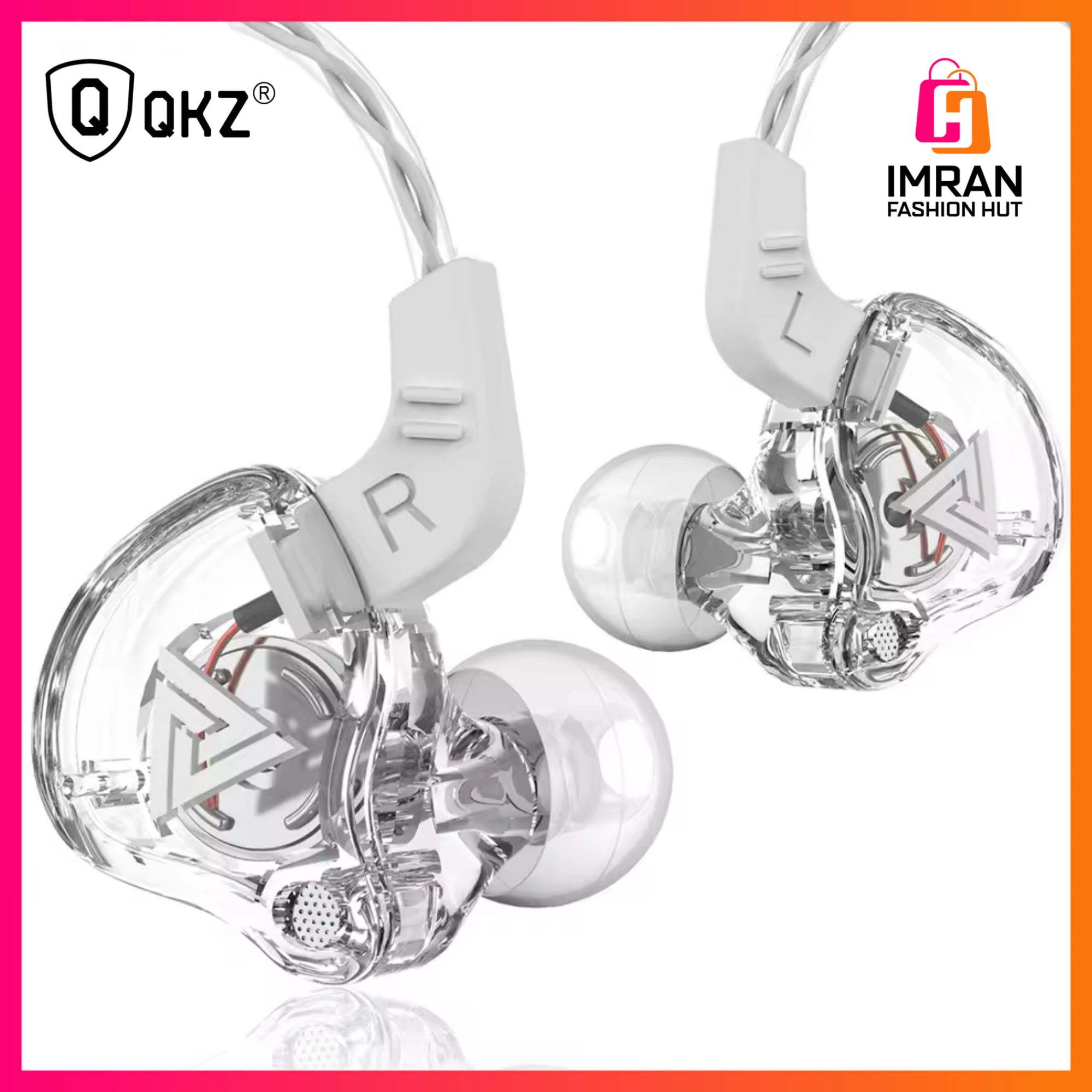 Picture of Qkz ak6 Gaming Earbuds with mic,Universal 3.5mm HiFi Sport Headphones in Ear Earphone for Running with Microphone Headset Music Earbuds Mic + Transparent White