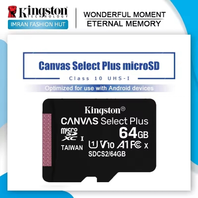 Picture of King'ston Canvas Select Plus 64GB microSD Card Class 10 UHS-I speeds up to 100MB/s with Adapter (SDCS2/64GBIN)