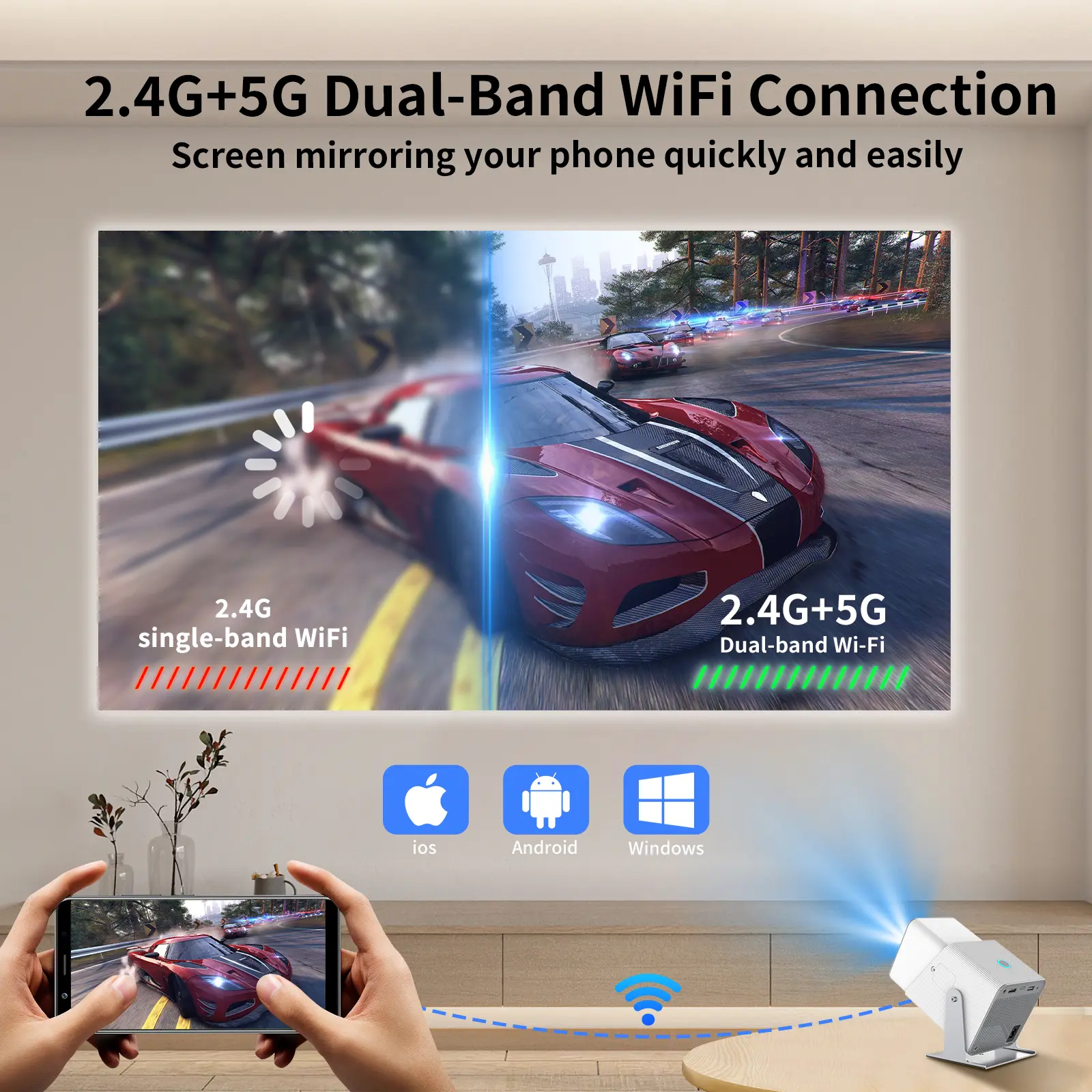 Picture of Z10 Smart Portable Small Projector Android 11 Full HD Screen Projection Movie 1080P Mini LED Home  Video Projectors