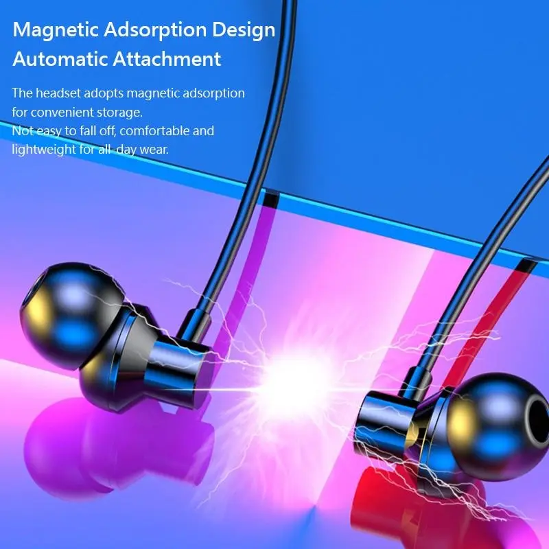 Picture of C12 Magnetic Neckband 5.2 Earbuds Long Standby Sports Music Earphones HiFi Sound Headphones Support TF Card Output Bluetooth Headphone