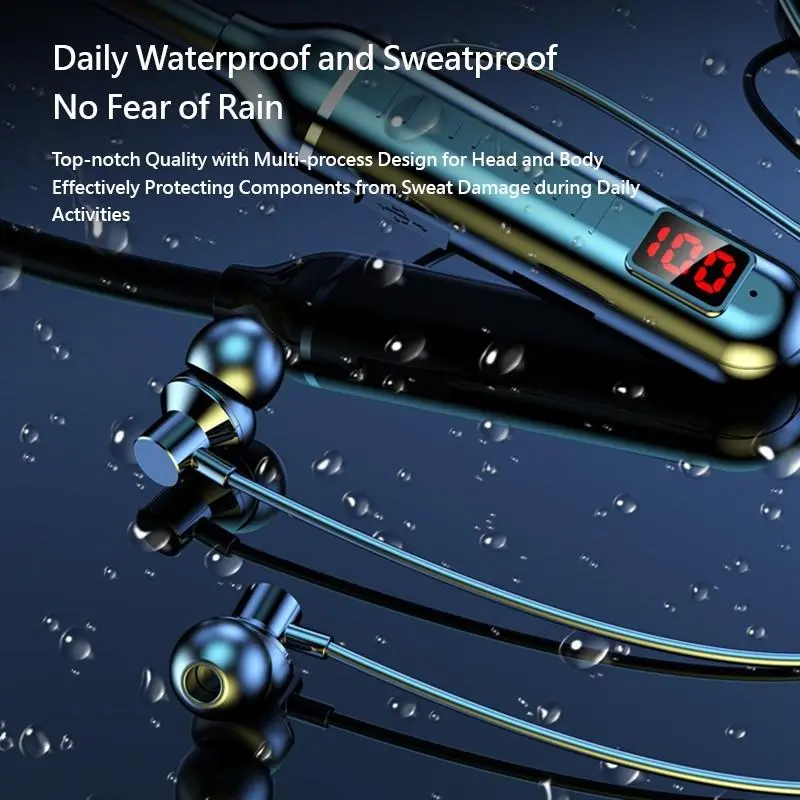 Picture of C12 Magnetic Neckband 5.2 Earbuds Long Standby Sports Music Earphones HiFi Sound Headphones Support TF Card Output Bluetooth Headphone