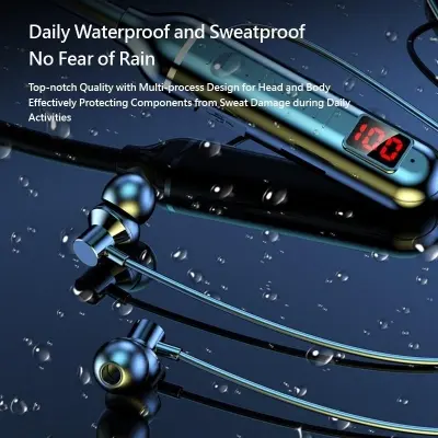 Picture of C12 Magnetic Neckband 5.2 Earbuds Long Standby Sports Music Earphones HiFi Sound Headphones Support TF Card Output Bluetooth Headphone