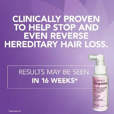 Picture of Female Minoxidil Rogaine Topical Solution Hair Regrowth Treatment 2% Minoxidil for Women - 60 ml 30 Days Supply with Derma Roller Combo