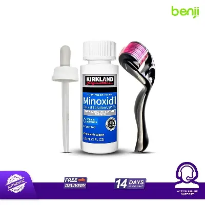 Picture of Kirkland Signature Topical Minoxidil 5% Extra Strength for Men Hair Regrowth Treatment with Derma Roller - 1 Month Supply