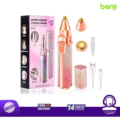 Picture of 2 in 1 Eyebrow Trimmer & Face Hair Remover for Women wirh Light Rechargeable Waterproof Painless Facial Hair Removal for Lips Nose Face Body