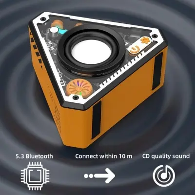 Picture of V2 Mini Bluetooth Speaker with Transparent RGB Led Light Built-in Mic Exceptional Sound with Heavy Bass Compatible with Phone Computer Laptop