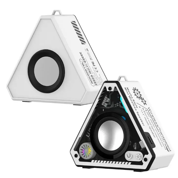 Picture of V2 Mini Bluetooth Speaker with Transparent RGB Led Light Built-in Mic Exceptional Sound with Heavy Bass Compatible with Phone Computer Laptop