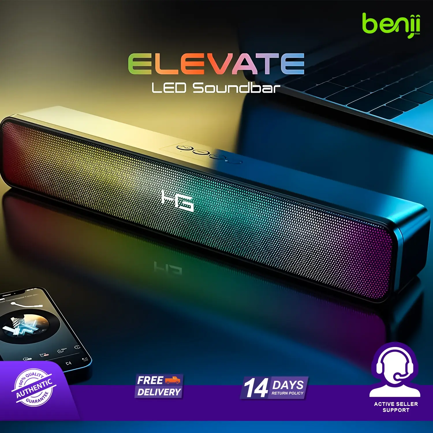 Picture of HG-SP03 Pro Portable Powerful Bluetooth Speakers High Volume Subwoofer 3D Stereo Sound USB Powered Loudspeakers for PC Laptop Gamer Player