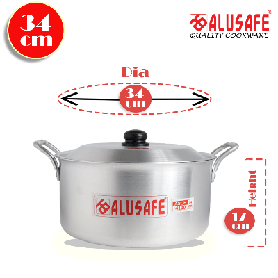 Picture of Alusafe Aluminium Casserole with lid 34 cm (34*17 cm)