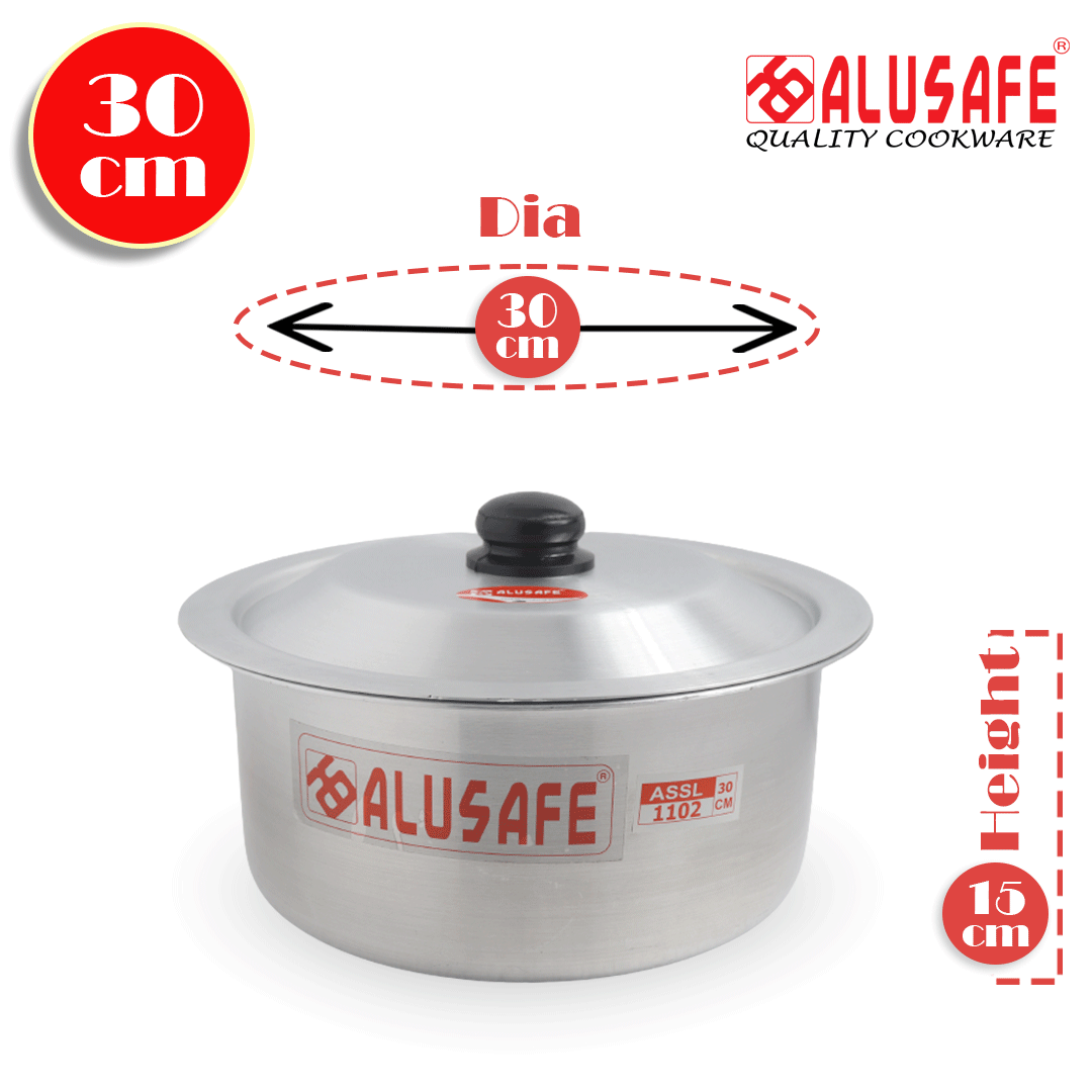 Picture of Alusafe Aluminium Saucepan with lid 30 cm (30*15 cm)