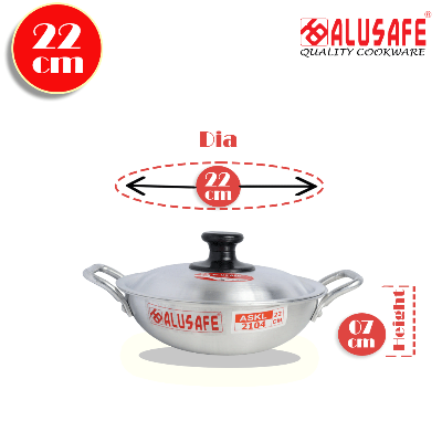 Picture of Alusafe Aluminium Karhai with lid 22 cm (22*7 cm)